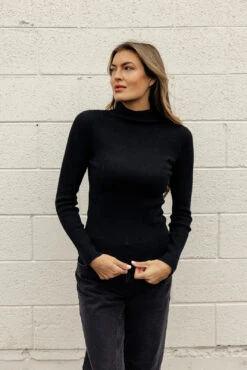 Form-Fitting Turtleneck Sweater - Starry Eyed Long Sleeve Layering Top -ROOLEE FASHION SHOP 028A9898