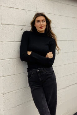 Form-Fitting Turtleneck Sweater - Starry Eyed Long Sleeve Layering Top -ROOLEE FASHION SHOP 028A9921