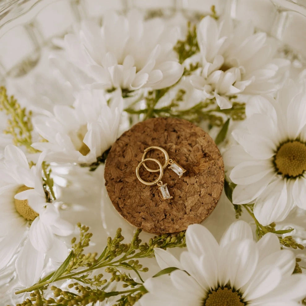 Baguette Diamond Dangle Hoops - Sophie Hypoallergenic Earrings 11 Baguette Diamond Dangle Hoops - Sophie Hypoallergenic Earrings - Image 9