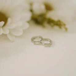 Sophie Baguette Diamond Mini Hoop Earrings - Tarnish Resistant Huggies -ROOLEE FASHION SHOP 0Q7A8226