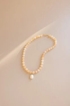 Handcrafted Yellow Calcite and Square Freshwater Pearl Pendant 19 Handcrafted Yellow Calcite and Square Freshwater Pearl Pendant -ROOLEE FASHION SHOP 0R6A0869