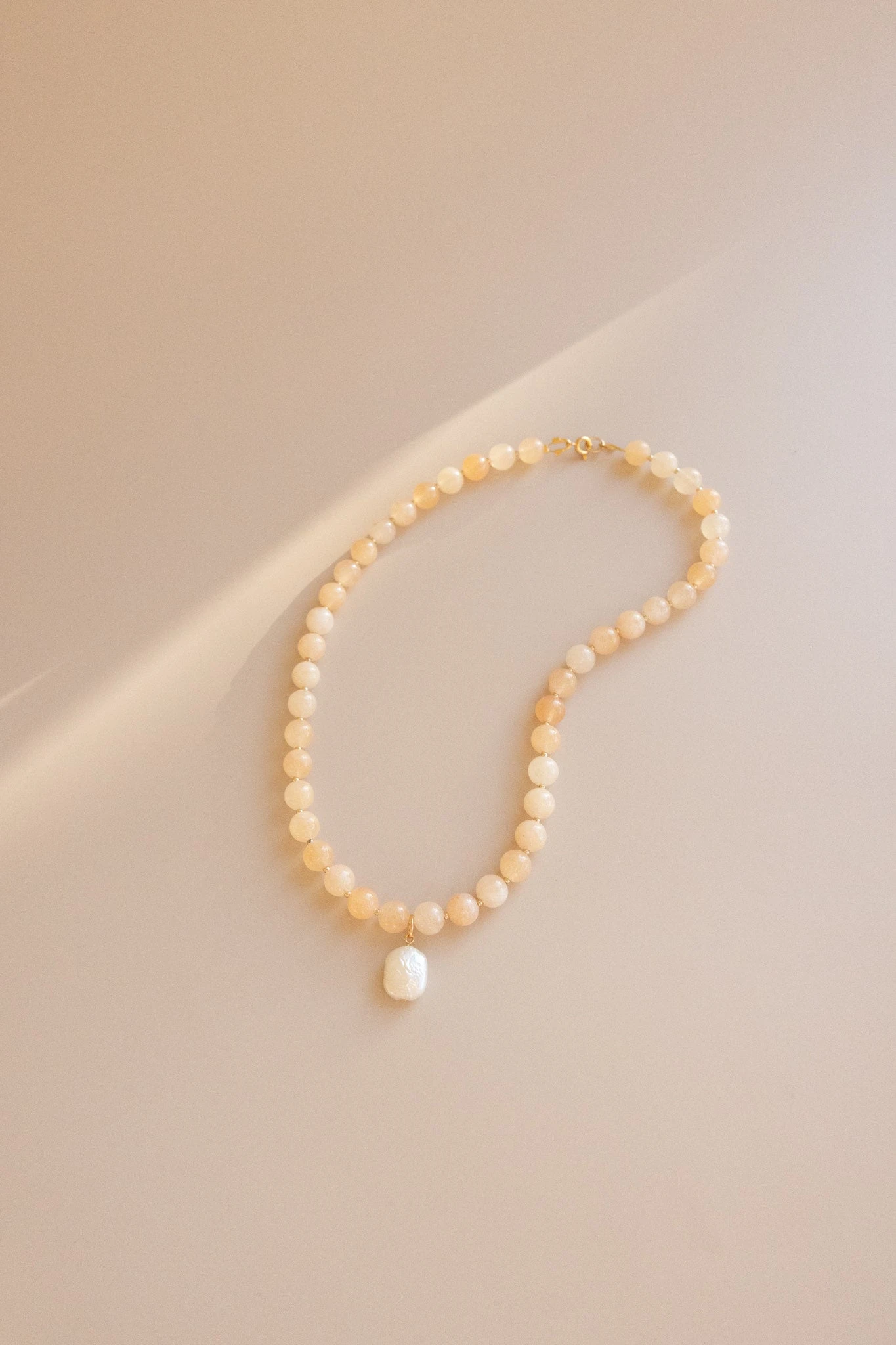 Handcrafted Yellow Calcite and Square Freshwater Pearl Pendant 9 Handcrafted Yellow Calcite and Square Freshwater Pearl Pendant - Image 7