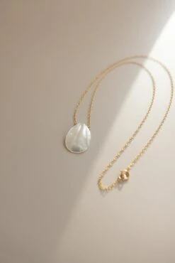 Elegant Mother-of-Pearl Shell Droplet Necklace - 14k Gold Filled -ROOLEE FASHION SHOP 0R6A1587