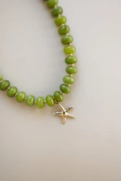 Handcrafted Genuine Green Jade Necklace with Gold-Filled Starfish Pendant 21 Handcrafted Genuine Green Jade Necklace with Gold-Filled Starfish Pendant -ROOLEE FASHION SHOP 0R6A9467