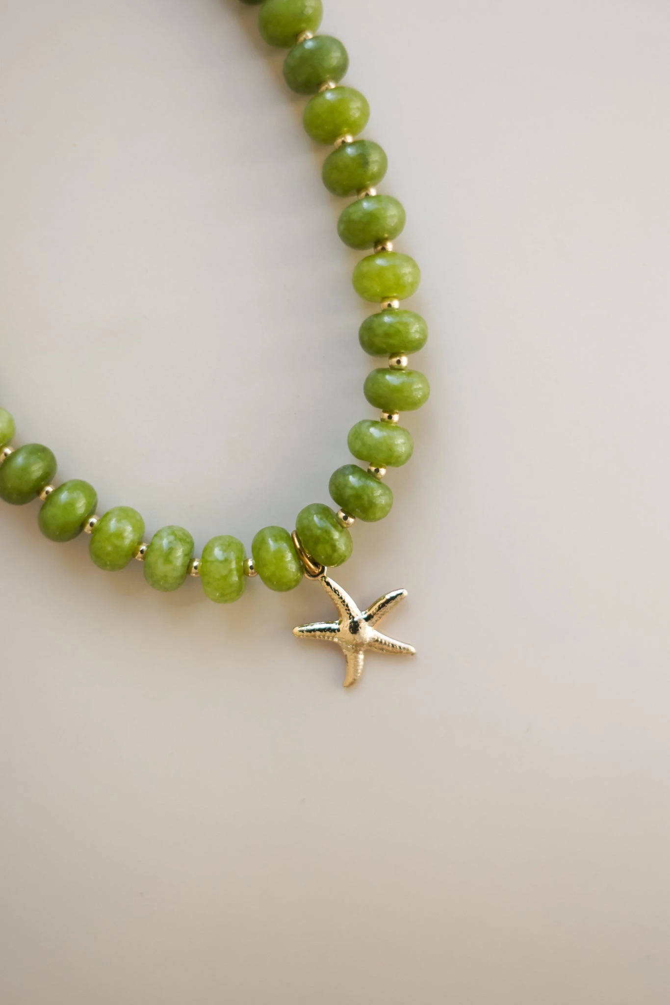 Handcrafted Genuine Green Jade Necklace with Gold-Filled Starfish Pendant 11 Handcrafted Genuine Green Jade Necklace with Gold-Filled Starfish Pendant - Image 9