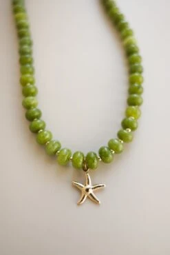 Handcrafted Genuine Green Jade Necklace with Gold-Filled Starfish Pendant 22 Handcrafted Genuine Green Jade Necklace with Gold-Filled Starfish Pendant -ROOLEE FASHION SHOP 0R6A9469