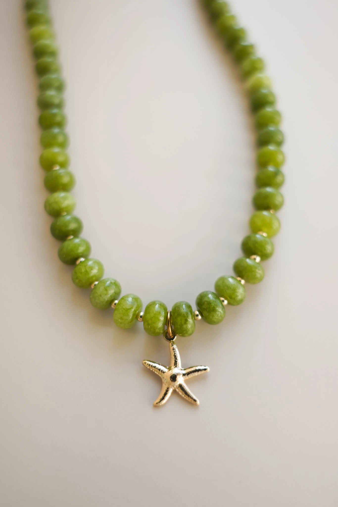 Handcrafted Genuine Green Jade Necklace with Gold-Filled Starfish Pendant 12 Handcrafted Genuine Green Jade Necklace with Gold-Filled Starfish Pendant - Image 10