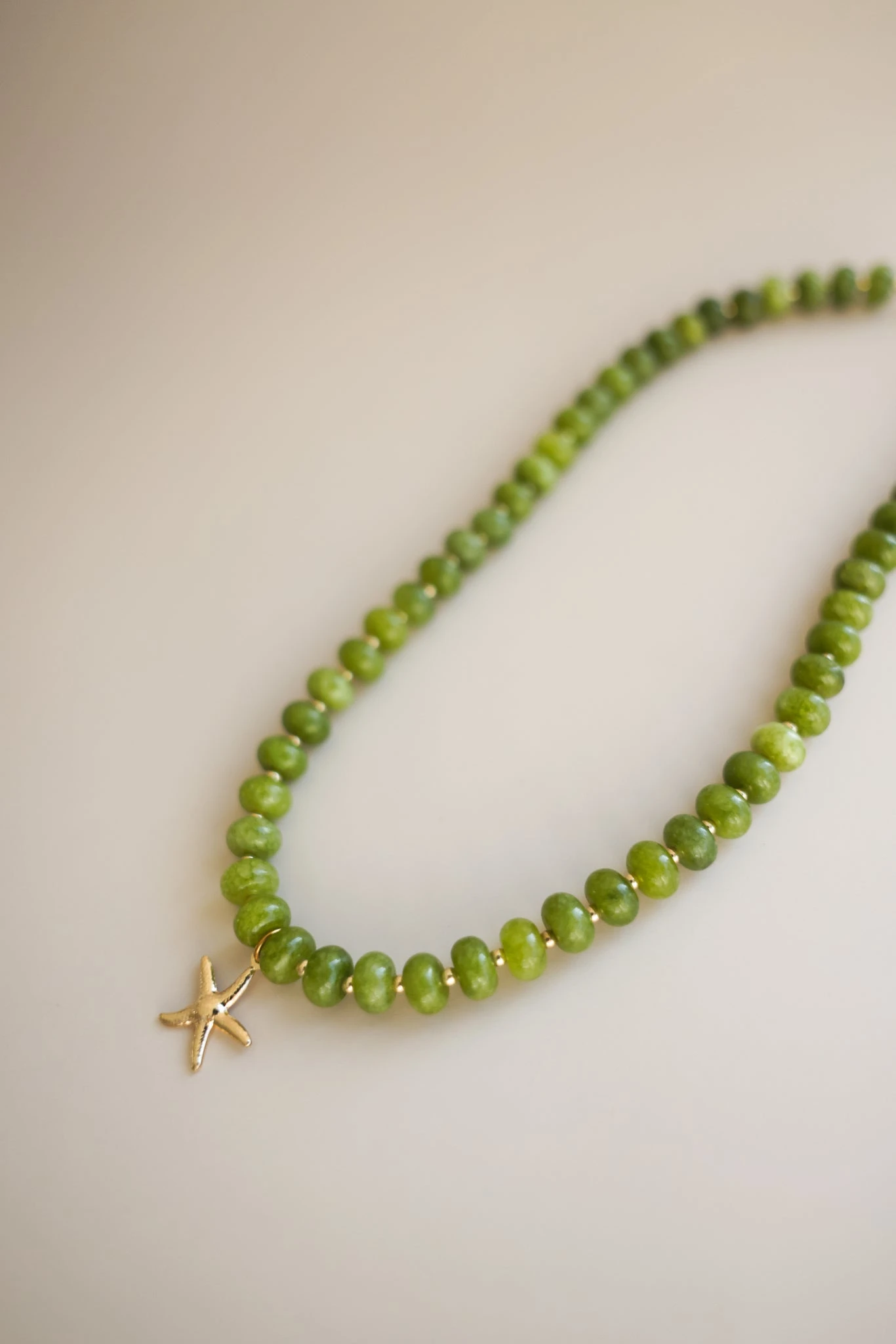 Handcrafted Genuine Green Jade Necklace with Gold-Filled Starfish Pendant 13 Handcrafted Genuine Green Jade Necklace with Gold-Filled Starfish Pendant - Image 11