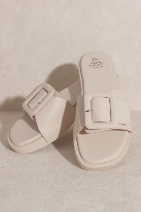OASIS SOCIETY Daisy Single Buckle Slide - Chic Square Toe Sandal 4 OASIS SOCIETY Daisy Single Buckle Slide - Chic Square Toe Sandal - Image 2