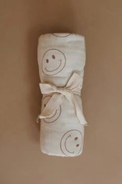 Forever French Baby Just Smile Ivory Muslin Cotton Swaddle