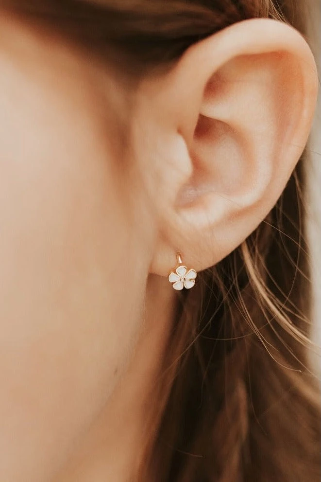 Gold Vermeil Flower Mini Hoops - Dainty Hypoallergenic Huggies 3 Gold Vermeil Flower Mini Hoops - Dainty Hypoallergenic Huggies