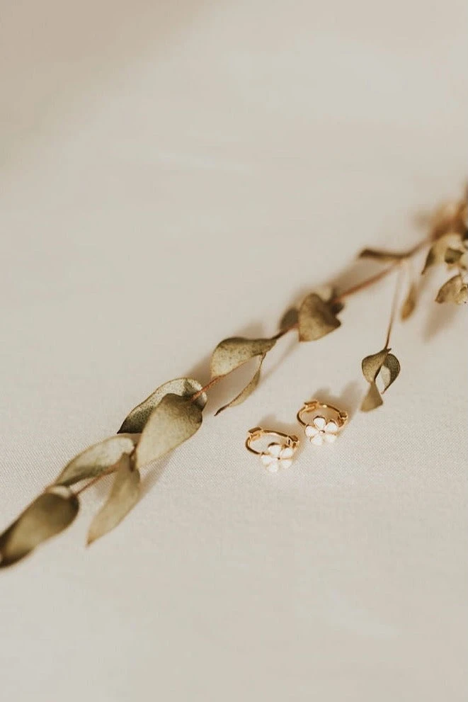Gold Vermeil Flower Mini Hoops - Dainty Hypoallergenic Huggies 6 Gold Vermeil Flower Mini Hoops - Dainty Hypoallergenic Huggies - Image 4
