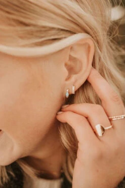 Dainty Diamond Hoop Earrings | Hypoallergenic Sterling Silver & 14k Gold Vermeil -ROOLEE FASHION SHOP 2F4A7524 8fdb45b0 ce2b 4ff2 9594 04d1216631d3