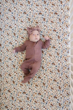 Floral Muslin Crib Sheet - Breathable 100% Cotton Nursery Bedding -ROOLEE FASHION SHOP 3U6A0128 websize