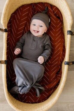 Mebie Baby Organic Ribbed Newborn Knot Hat - Charcoal