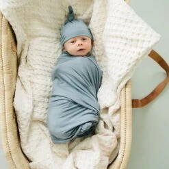 Mebie Baby Dusty Blue Bamboo Swaddle and Hat or Head Wrap Set 9 Mebie Baby Dusty Blue Bamboo Swaddle and Hat or Head Wrap Set -ROOLEE FASHION SHOP 3U6A2155 websize