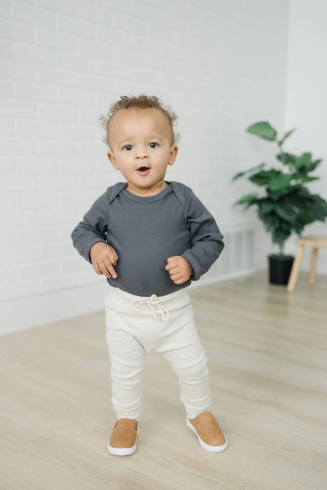 Oatmeal Cotton Baby Joggers - Soft Adjustable Toddler Sweatpants 4 Oatmeal Cotton Baby Joggers - Soft Adjustable Toddler Sweatpants - Image 2