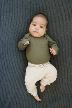 Oatmeal Cotton Baby Joggers - Soft Adjustable Toddler Sweatpants