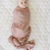 Mebie Baby Bamboo Stretch Swaddle in Dusty Rose 1 Mebie Baby Bamboo Stretch Swaddle in Dusty Rose -ROOLEE FASHION SHOP 3U6A5009 websize