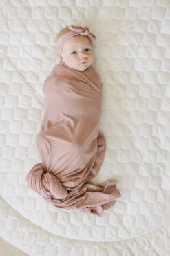 Mebie Baby Bamboo Stretch Swaddle in Dusty Rose