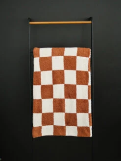 Rust Checkered Plush Blanket - Ultra-Soft Aesthetic Throw for Kids & Home -ROOLEE FASHION SHOP 3U6A5309 websize 2