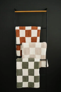 Rust Checkered Plush Blanket - Ultra-Soft Aesthetic Throw for Kids & Home -ROOLEE FASHION SHOP 3U6A5372 websize 2