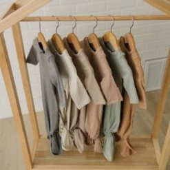 Sage Organic Cotton Ribbed Baby Knot Gown - Soft Newborn Sleeper -ROOLEE FASHION SHOP 3U6A5638 websize 5390eb01 b42c 47bb a9ee 4ab0dbc10511