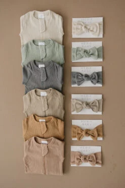 Oatmeal Organic Cotton Ribbed Double Zipper Baby Footie Pajamas -ROOLEE FASHION SHOP 3U6A5666 websize