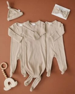 Organic Cotton Ribbed Knot Baby Gown - Oatmeal 10 Organic Cotton Ribbed Knot Baby Gown - Oatmeal -ROOLEE FASHION SHOP 3U6A5683 websize 40417729 6b4a 45a1 a5bf 76063abbcefd