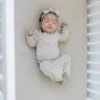 Oatmeal Bamboo Knotted Baby Gown - Ultra-Soft Newborn Sleeper -ROOLEE FASHION SHOP 3U6A5709 websize 3b72886e 379a 4313 85d5 0c700cc7dd69