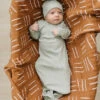 Sage Organic Cotton Ribbed Baby Knot Gown - Soft Newborn Sleeper -ROOLEE FASHION SHOP 3U6A5775 websize 2 0ea740f6 f69b 4d52 b22e dba0f1b7c877