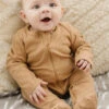 Organic Cotton Ribbed Baby Pajamas - Double Zipper Footie Sleeper