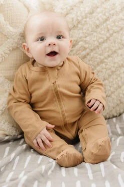 Organic Cotton Ribbed Baby Pajamas - Double Zipper Footie Sleeper