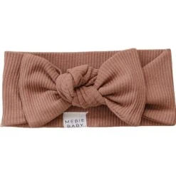 Mebie Baby Dusty Rose Organic Cotton Ribbed Head Wrap -ROOLEE FASHION SHOP 3U6A6210 websize 2