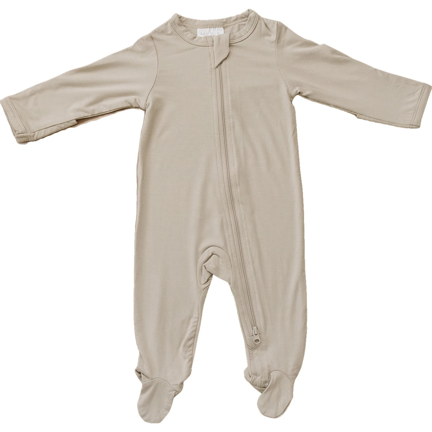 Mebie Baby Oatmeal Bamboo Zipper One-Piece 5 Mebie Baby Oatmeal Bamboo Zipper One-Piece - Image 3