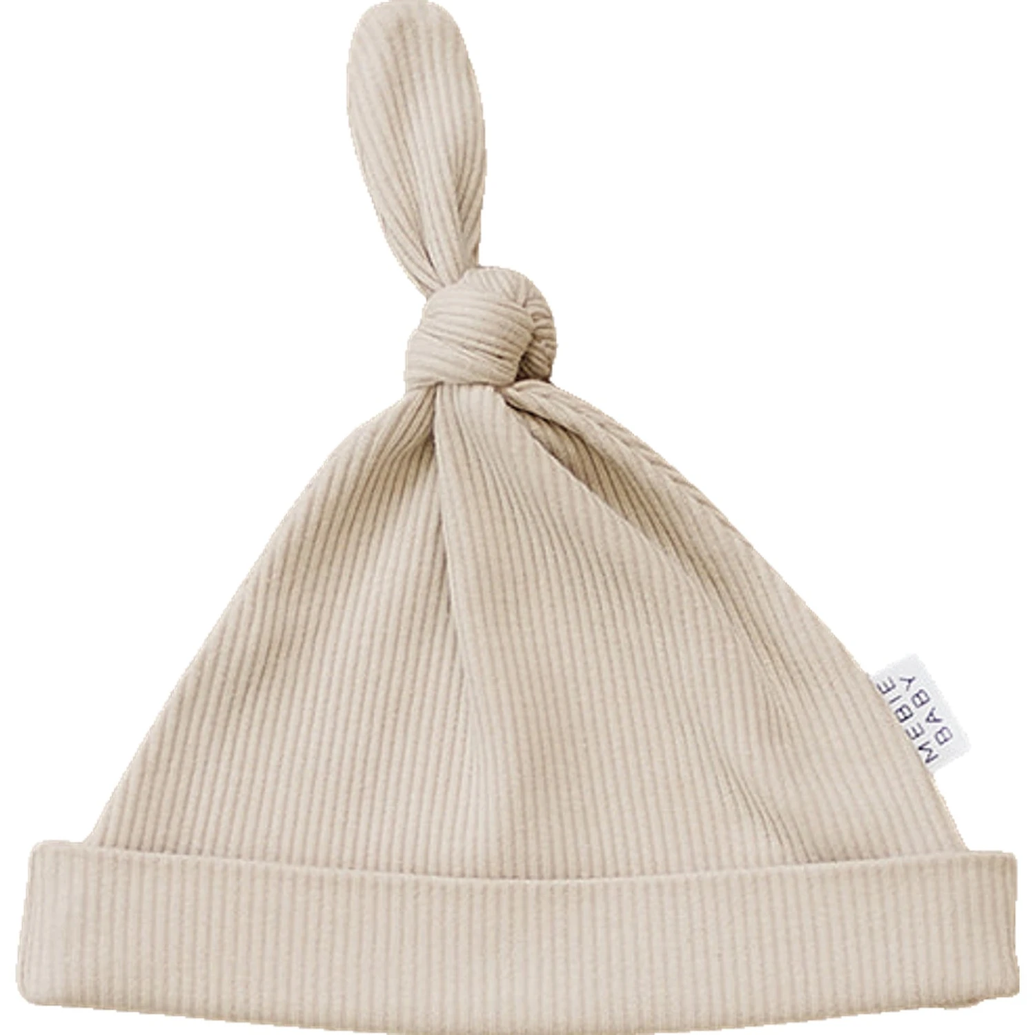 Mebie Baby Oatmeal Organic Ribbed Newborn Knot Hat 5 Mebie Baby Oatmeal Organic Ribbed Newborn Knot Hat - Image 3