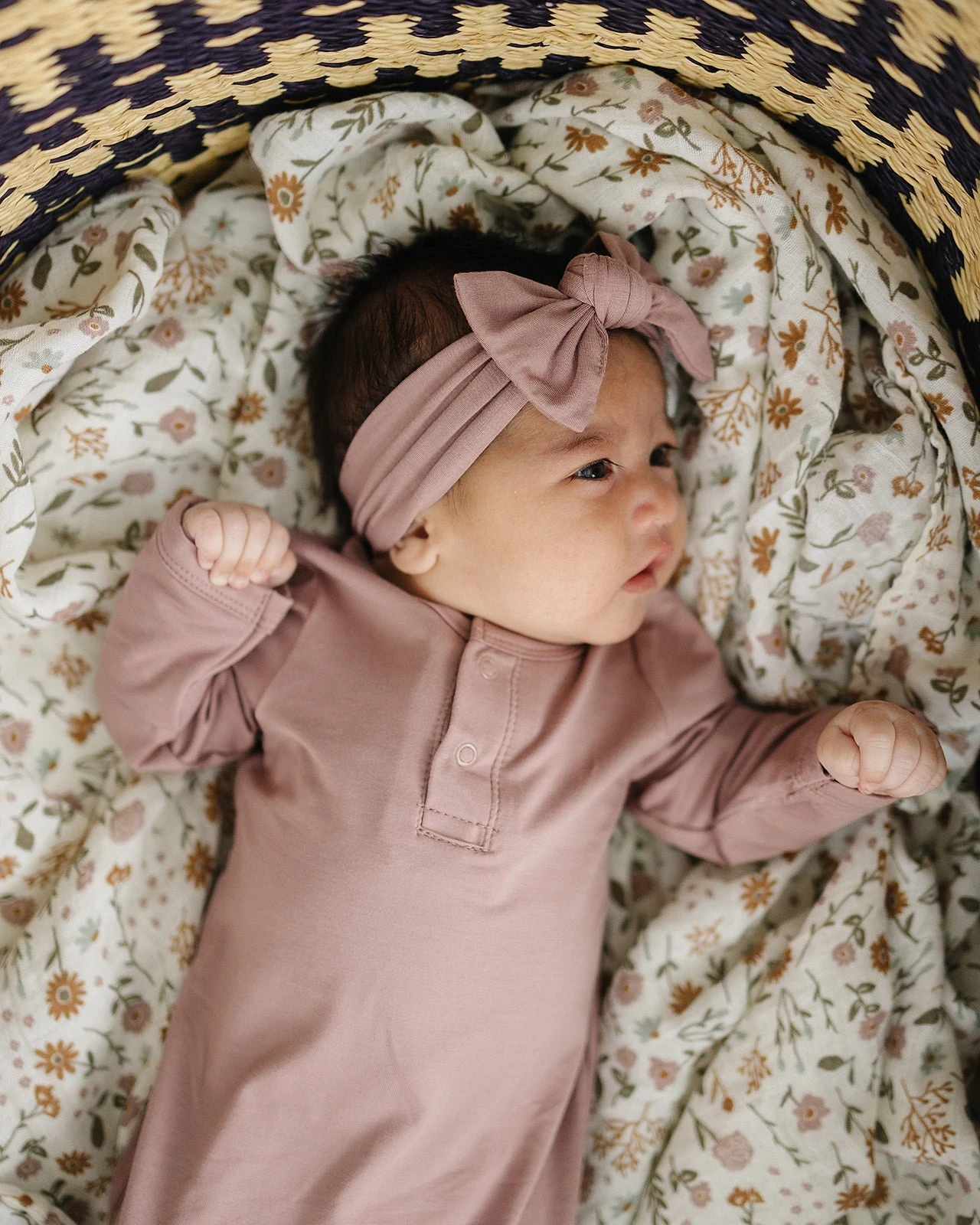 Soft Dusty Rose Bamboo Head Wrap - Adjustable Newborn to Toddler Bow 5 Soft Dusty Rose Bamboo Head Wrap - Adjustable Newborn to Toddler Bow - Image 3