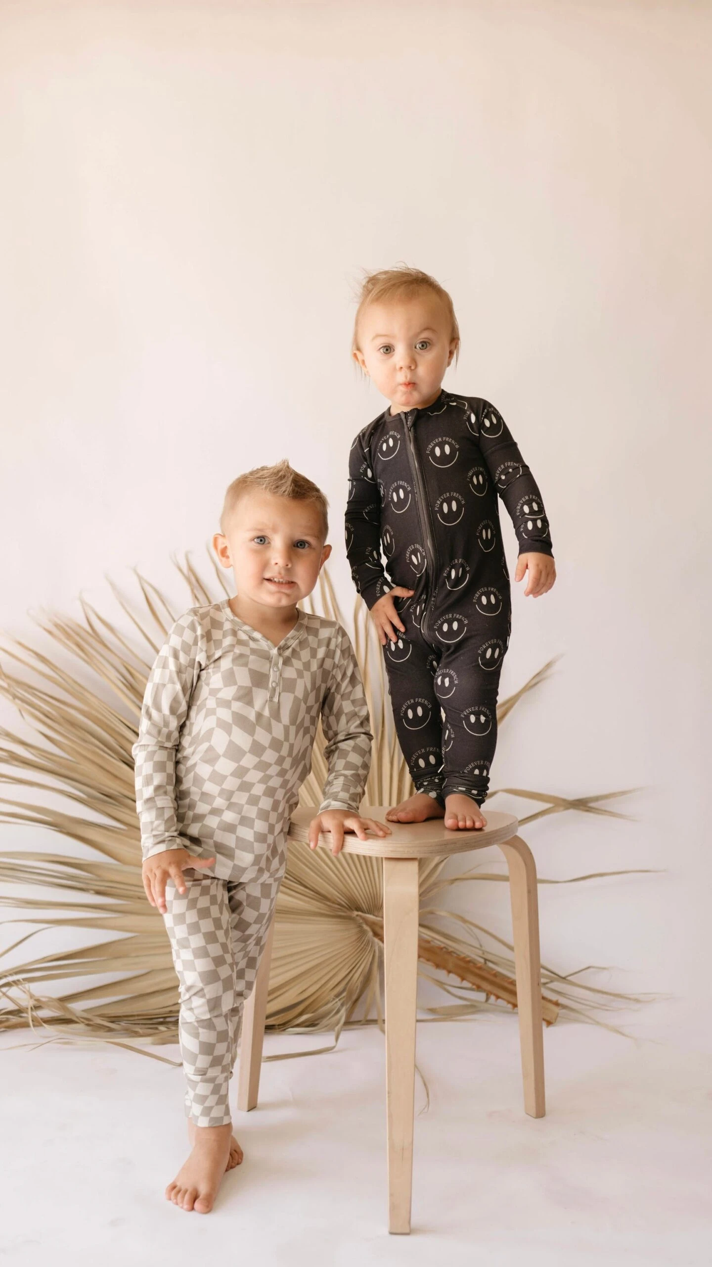 Forever French Baby Charcoal & White FF Smile Bamboo Zip Pajama 6 Forever French Baby Charcoal & White FF Smile Bamboo Zip Pajama - Image 4