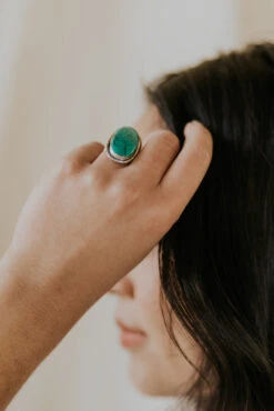 Mediterranean Turquoise Oval Ring with Adjustable Silver Band 11 Mediterranean Turquoise Oval Ring with Adjustable Silver Band -ROOLEE FASHION SHOP 4T1A4007