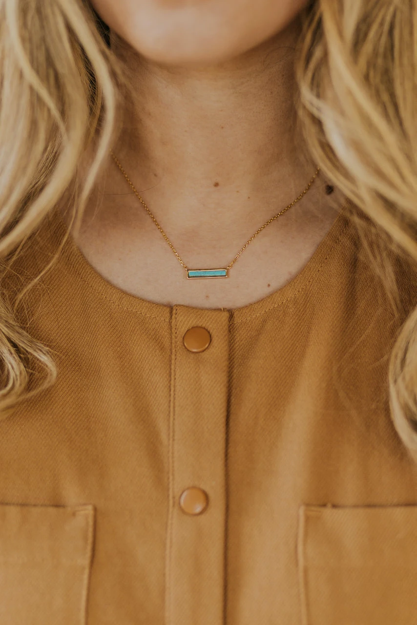 Turquoise Necklace - Minimalist 18K Gold Dipped Dainty Jewelry 3 Turquoise Necklace - Minimalist 18K Gold Dipped Dainty Jewelry