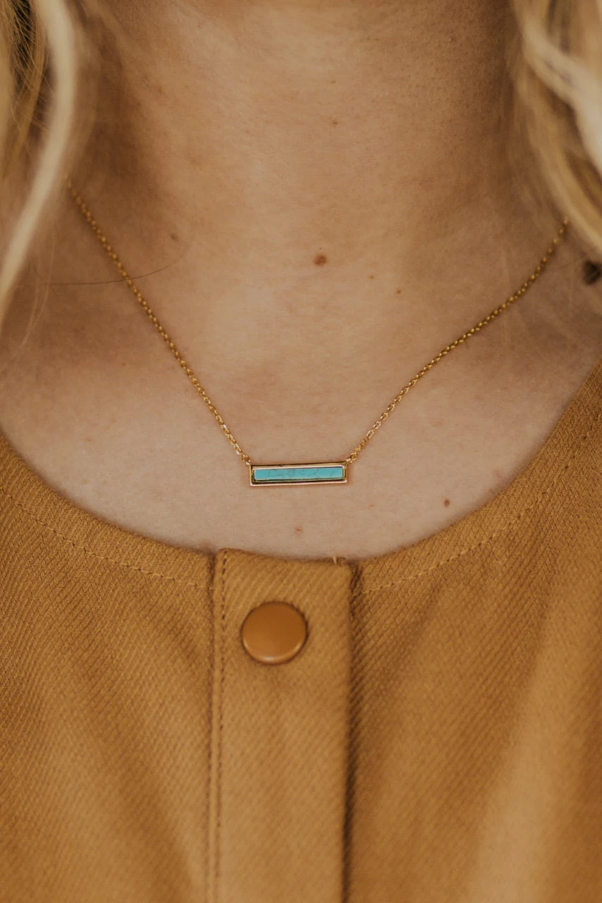 Turquoise Necklace - Minimalist 18K Gold Dipped Dainty Jewelry 4 Turquoise Necklace - Minimalist 18K Gold Dipped Dainty Jewelry - Image 2