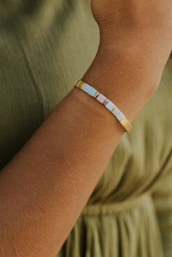 Be Fierce Lavender Japanese Glass Miyuki Bead Bracelet with 14K Gold Bar