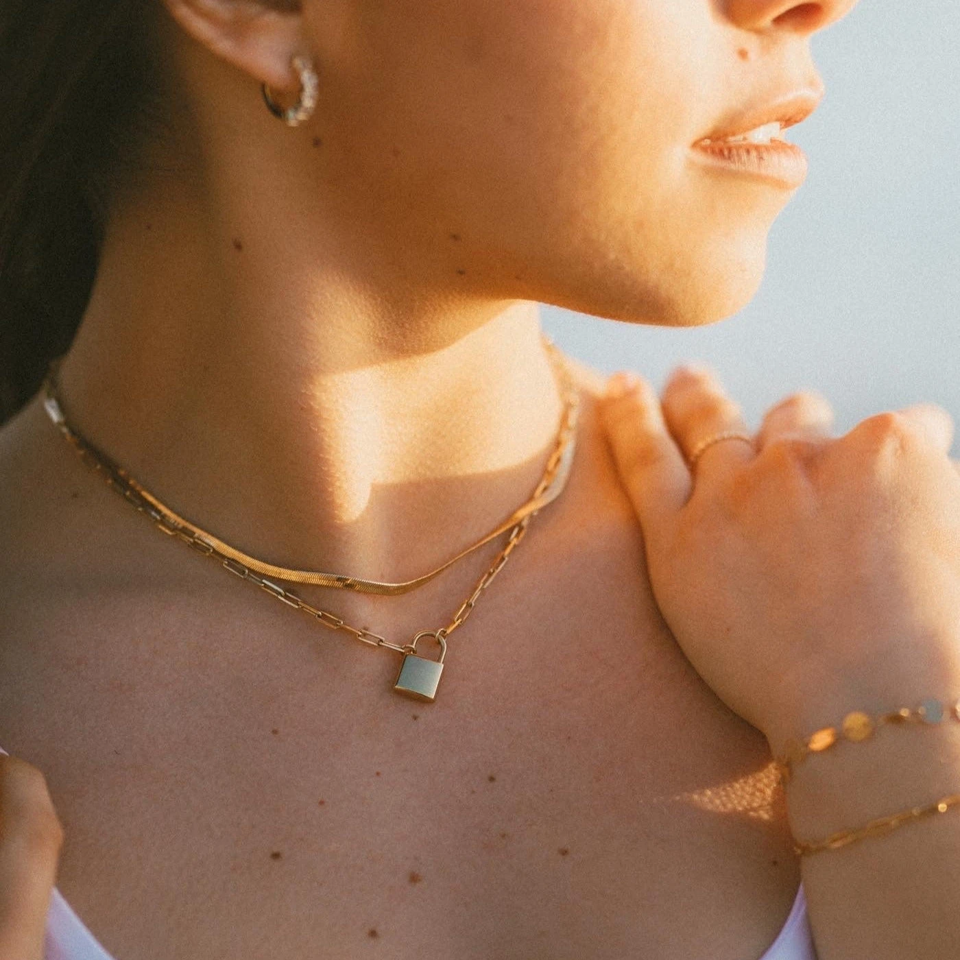 Gold Filled Lock Necklace with 16-Inch Paperclip Chain 4 Gold Filled Lock Necklace with 16-Inch Paperclip Chain - Image 2