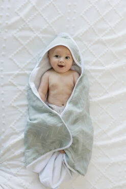 Desert Sage Muslin Hooded Baby Towel - Ultra Soft 100% Cotton