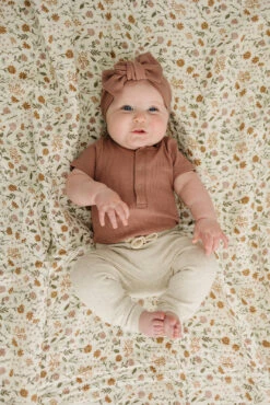 Organic Cotton Ribbed Snap Bodysuit in Dusty Rose