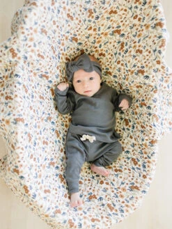 Mebie Baby Charcoal Organic Cotton Ribbed Head Wrap