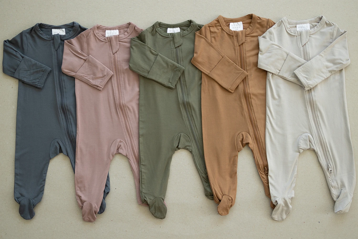 Mebie Baby Oatmeal Bamboo Zipper One-Piece 9 Mebie Baby Oatmeal Bamboo Zipper One-Piece - Image 7