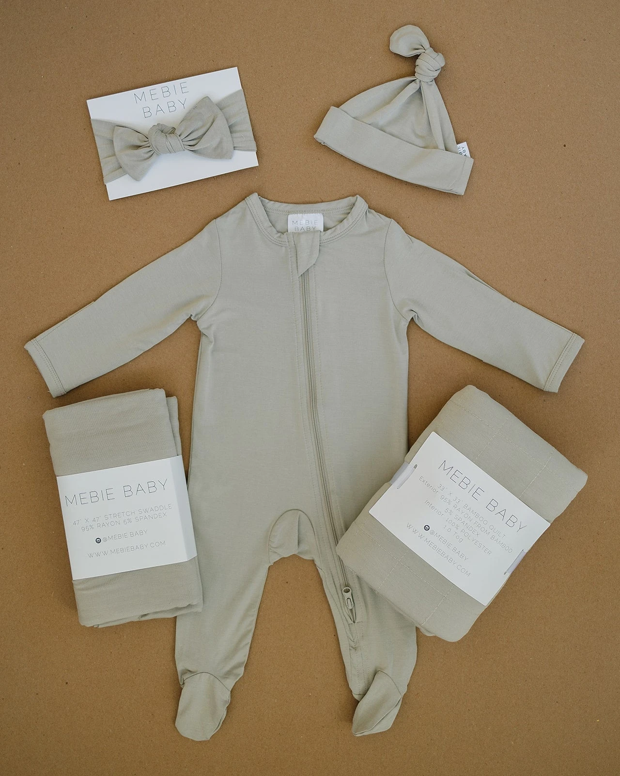 Mebie Baby Oatmeal Bamboo Zipper One-Piece 7 Mebie Baby Oatmeal Bamboo Zipper One-Piece - Image 5