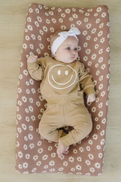 Muslin Changing Pad Cover - 100% Cotton Breathable Daisy Nursery Bedding