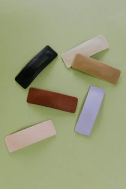 6-Piece Rectangle Faux Leather Hair Clip Set - Neutral Tones -ROOLEE FASHION SHOP 5G0A5216